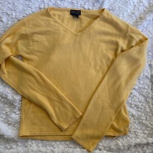 New York & Company Lemon-Yellow V-Neck Sweater